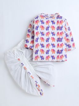 Polka Tots - Boys Printed Cotton Kurta with Dhoti