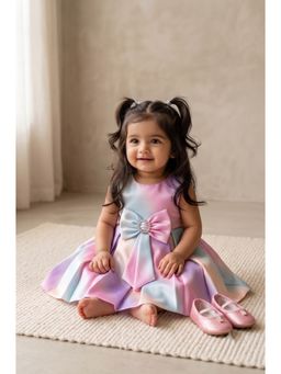 Blabber - Girls Colorblock Satin Dress with Booties