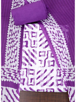 SALWAR STUDIO - Purple Cotton Printed Unstitched Dress Material (Set of 3)