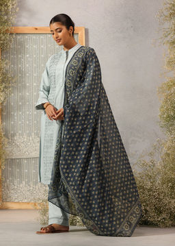 Lakshita - Charcoal Grey Printed Georgette Dupatta for Women