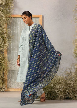 Lakshita - Navy Blue Printed Georgette Dupatta for Women