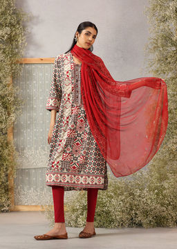 Lakshita - Red Embellished Chiffon Dupatta for Women