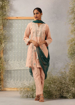 Lakshita - Teal Embellished Chiffon Dupatta for Women