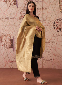 Lakshita - Gold Chanderi Dupatta for Women