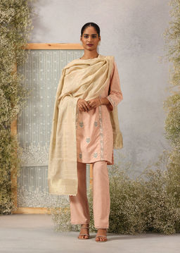 Lakshita - Beige Embellished Chanderi Dupatta for Women