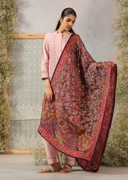 Lakshita - Maroon Printed Brasso Dupatta for Women