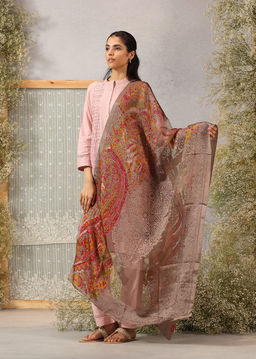 Lakshita - Grey Printed Brasso Dupatta for Women