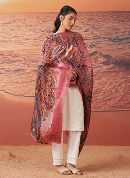 Lakshita - Pink Printed Brasso Dupatta for Women