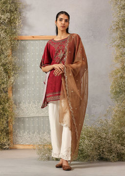 Lakshita - Gold Embellished Organza Dupatta for Women