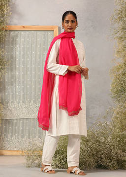 Lakshita - Pink Solid Organza Dupatta for Women