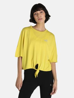 Puma - Ess Knot Detail Crop Women Yellow T-shirt