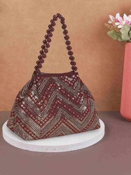 Mochi - Womens Beaded Chevron Design Party Handbag