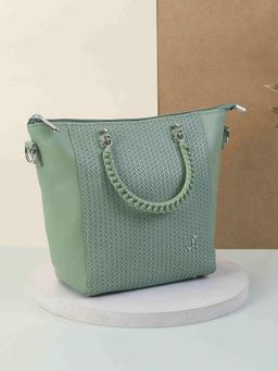 Mochi - Women Green Faux Leather Premium Logo Multi Pocket Tote Bag