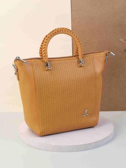 Mochi - Women Yellow Faux Leather Premium Logo Multi Pocket Tote Bag