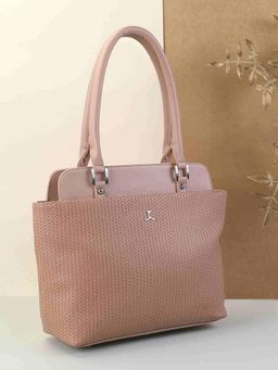 Mochi - Womens Pink Faux Leather Premium Logo Multi Compartment Shoulder Bag