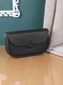 Metro - Womens Black Faux Leather Sling Bag with Adjustable Handle