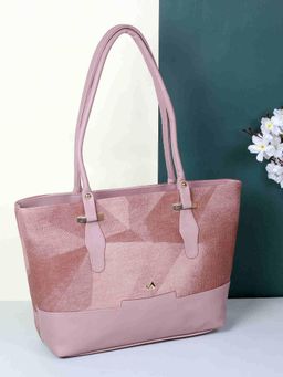 Metro - Womens Purple Faux Leather Premium Metal Logo Casual Tote Bag