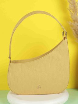 Mochi - Womens Yellow Faux Leather Premium Metal Logo Casual Shoulder Bag