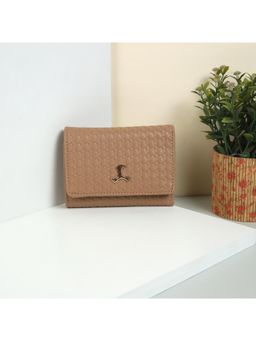 Mochi - Womens Beige Card Slots Faux Leather Textured Wallet