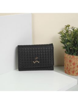 Mochi - Womens Black Card Slots Faux Leather Textured Wallet