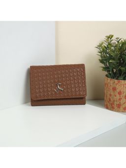 Mochi - Womens Tan Card Slots Faux Leather Textured Wallet