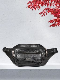 Sassora - Black Premium Leather Unisex Waist Bag (M)