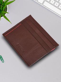 Sassora - Brown Premium Leather Unisex Slim RFID Card Holder (M)