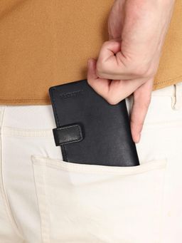 Sassora - Black Premium Leather Unisex RFID Card Holder (S)