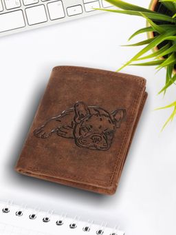 Sassora - Brown Premium Leather RFID Embossed Pattern Notecase (L)