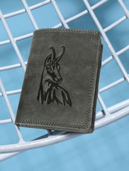 Sassora - Grey Premium Leather RFID Animal Embossed Pattern Notecase (L)