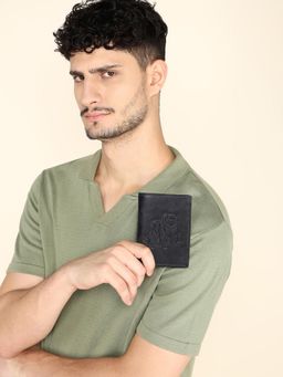 Sassora - Black Premium Leather RFID Animal Embossed Pattern Notecase (L)