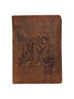 Sassora - Brown Premium Leather RFID Embossed Pattern Notecase (L)