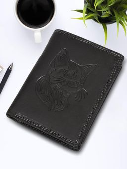 Sassora - Black Premium Leather RFID Animal Embossed Pattern Notecase (L)