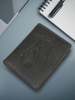 Sassora - Black Premium Leather RFID Embossed Pattern Notecase (L)