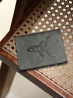 Sassora - Grey Premium Leather RFID Embossed Pattern Notecase (L)