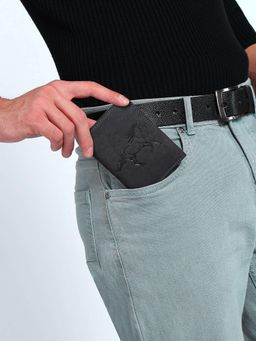 Sassora - Black Premium Leather RFID Animal Embossed Pattern Notecase (L)