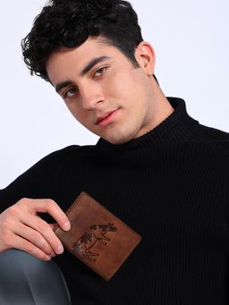 Sassora - Brown Premium Leather RFID Animal Embossed Pattern Note Wallet (L)