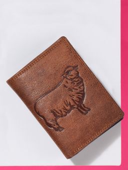 Sassora - Brown Premium Leather RFID Animal Embossed Pattern Note Wallet (L)