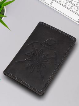 Sassora - Black Premium Leather RFID Embossed Pattern Notecase (L)