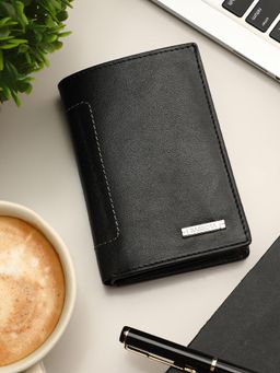 Sassora - Black Genuine Leather Black Notecase Wallet for Men (L)
