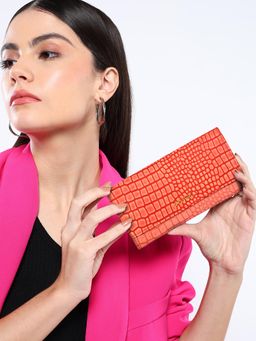 Sassora - Coral Premium Leather Women RFID Magnet Closure Wallet (M)