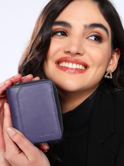 Sassora - Blue Premium Leather Handy Women RFID Wallet (S)
