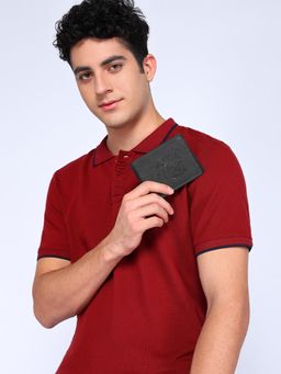 Sassora - Black Premium Leather Dog Pattern RFID Wallet for Men (L)