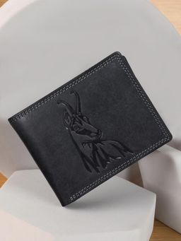 Sassora - Black Premium Leather Horse Pattern RFID Wallet for Men (L)