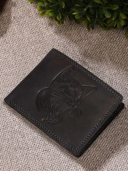 Sassora - Black Premium Leather Embossed Pattern RFID Wallet (L)