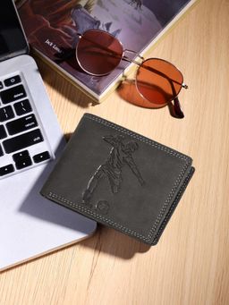 Sassora - Black Premium Leather Textured Pattern RFID Wallet for Men (L)