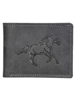 Sassora - Black Premium Leather Horse Pattern RFID Wallet for Men (L)