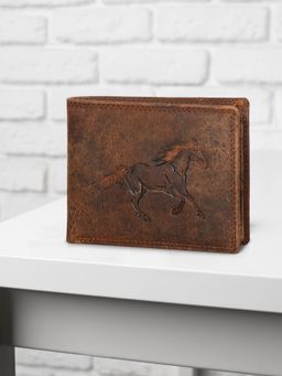 Sassora - Brown Premium Leather Embossed Pattern RFID Wallet (L)