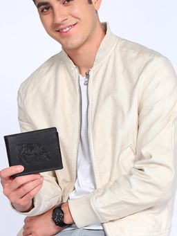 Sassora - Black Premium Leather Cow Pattern RFID Wallet for Men (L)