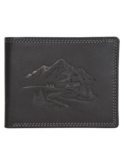 Sassora - Black Premium Leather Textured Pattern RFID Wallet for Men (L)